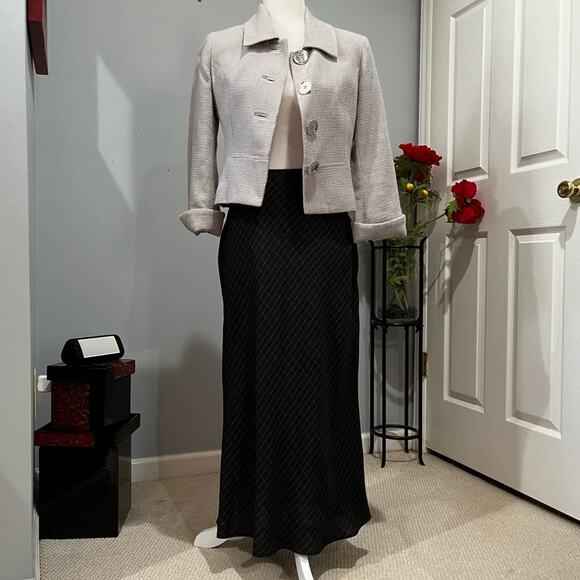 NEW Willi Smith Vintage 90s Windowpane Plaid Two Tone Longline Maxi Skirt 8 NWOT - Picture 9 of 16